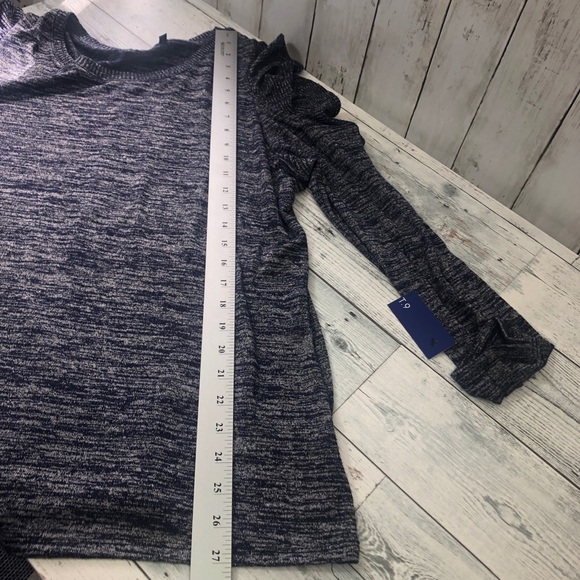 Apt. 9 Blue Heather Cold Shoulder Ruffled Lightweight Sweater NWT Extra Large - Picture 7 of 8